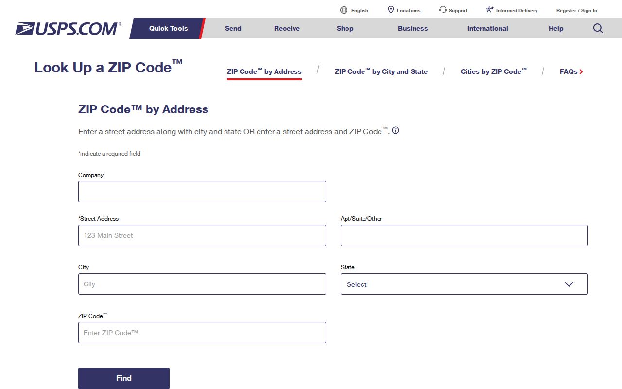Lehigh County ZIP code directory USPS address verification screen